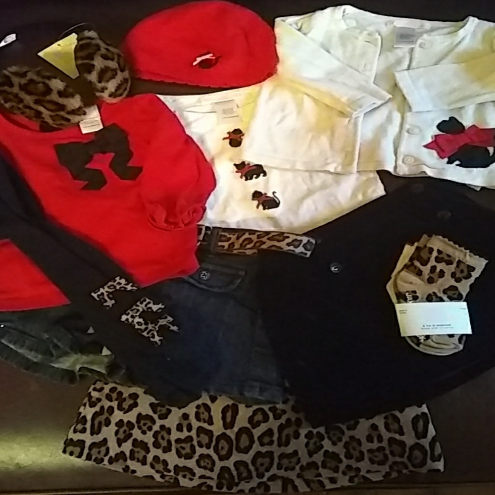 Janie & Jack Leopard Chic huge Lot 6-12 red